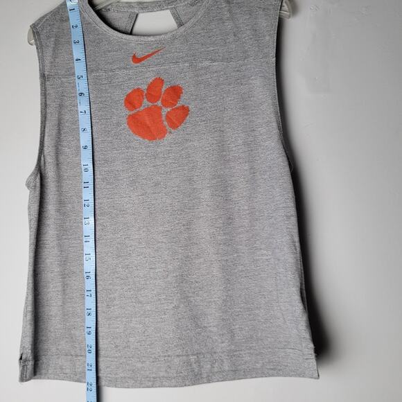 Nike Dri-Fit Clemson Tigers Tank M Sleeveless Gray Athleisure Cutout Back Gym - Picture 4 of 8